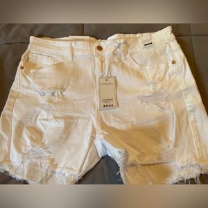 Judy Blue white mid-rise Shorts. White denim. NWT. Size XL